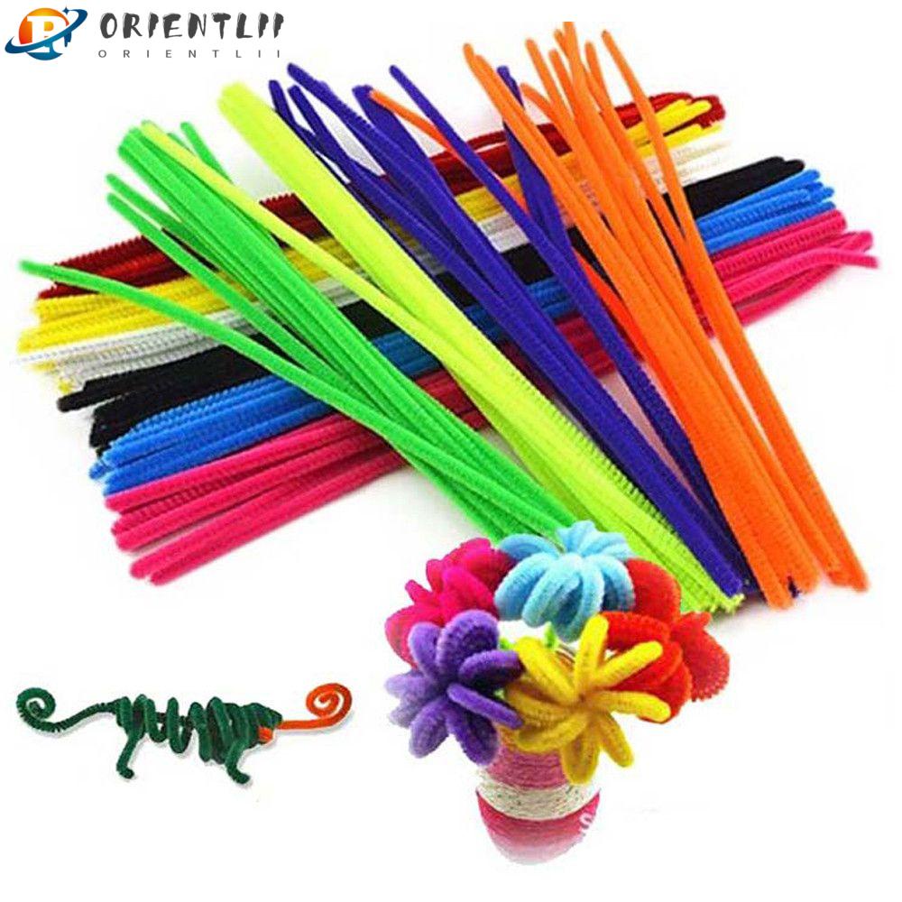 ORIENTLII 100 Miếng Vải Chenille Làm Sạch Ống Màu Sắc Ngẫu Nhiên Giáo Dục Theo Phương Pháp Montessori DIY