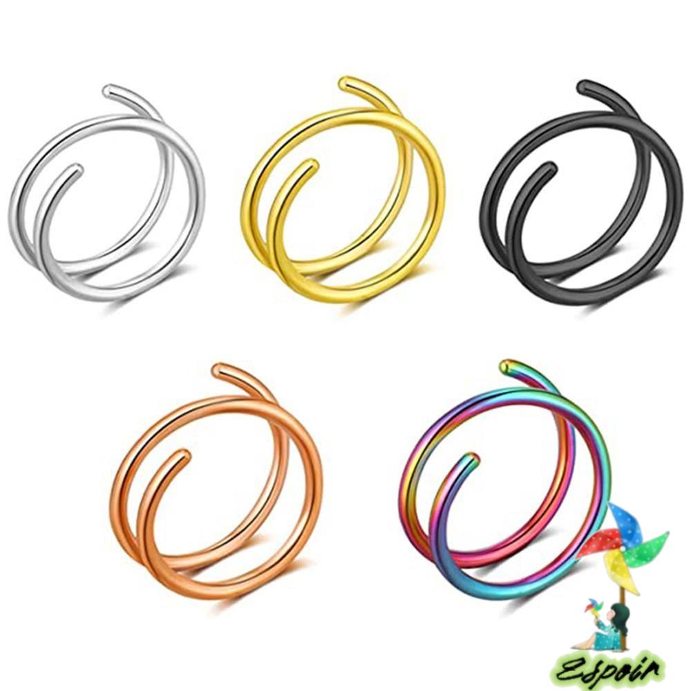 ESPO Khuyên Mũi Tròn Hai Lớp Màu Vàng Kim Thời Trang Dành Cho Nam Nữ