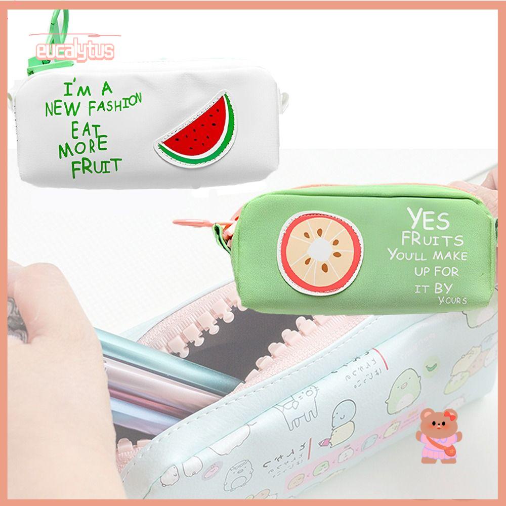 EUTUS Túi Đựng Bút Bằng Vải Canvas Cỡ Lớn Có Khóa Kéo In Hoạt Hình Dễ Thương Cho Bé