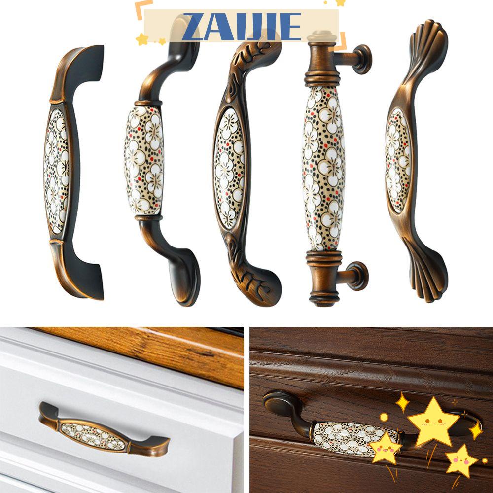 ZAIJIE24 Tay Nắm Cửa Chất Liệu Gốm Phong Cách Châu Âu