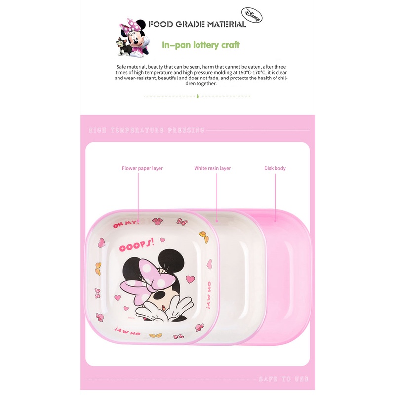 Đĩa Vuông Ăn Trái Cây Họa Tiết Disney Stitch Mickey Minnie Frozen Elsa Dành Cho Trẻ Em