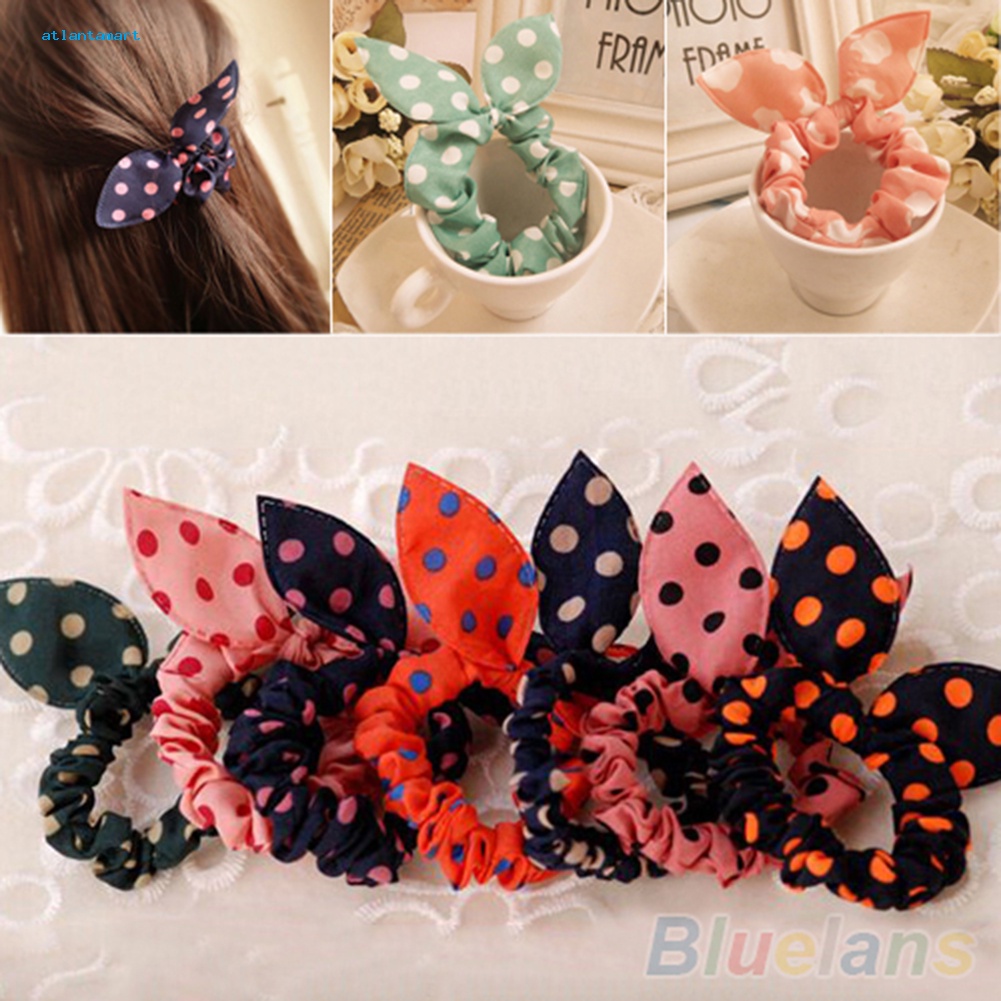 Túi Đựng Đồ Dùng Cao Cấp Tiện Dụng| Set 10 Dây Cột Tóc Tai Thỏ Họa Tiết Chấm Bi Phong Cách Hàn Quốc