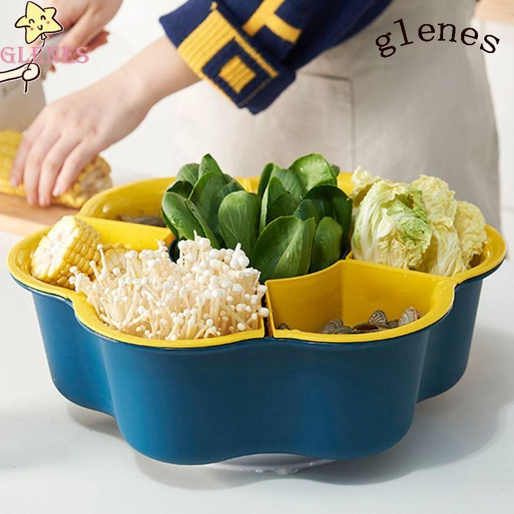 GLENES Rổ Rửa Trái Cây Hoa Quả Hai Tầng Đa Năng 2023