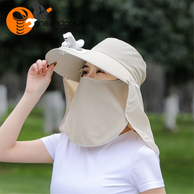 Mũ Chống Nắng Kèm Quạt + Mặt Nạ Che Cổ Chống Nắng Dùng Khi Câu Cá / Thể Thao Ngoài Trời
