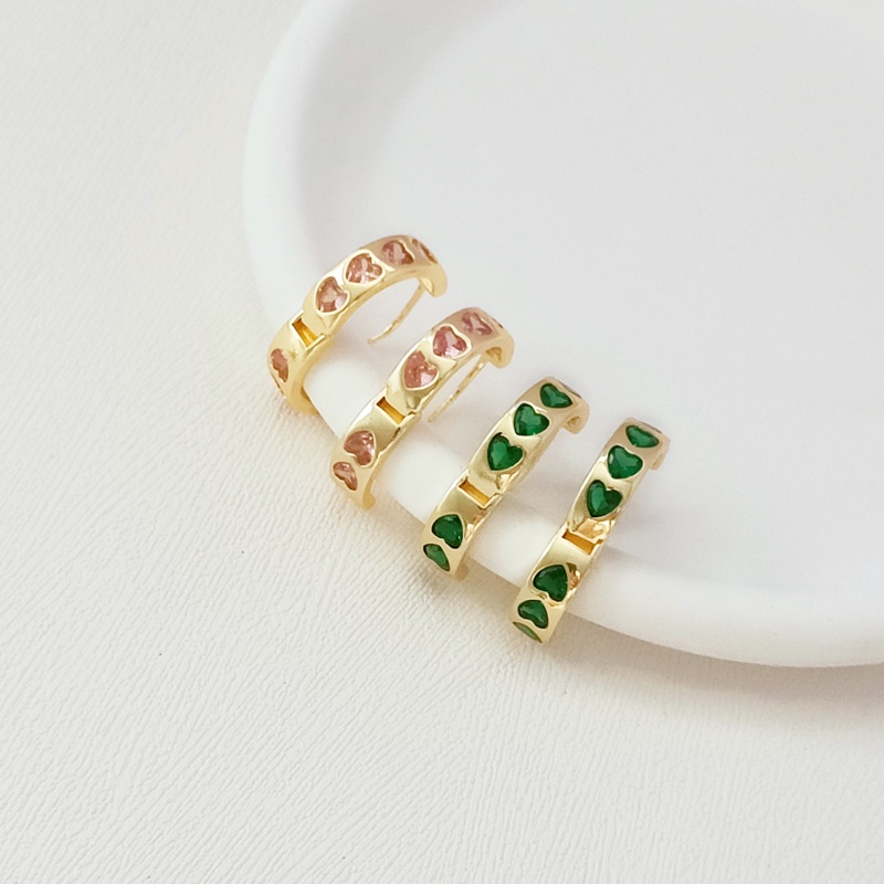 Khuyên Kẹp Tai Mạ Vàng 14K Đính Đá Zircon Hình Tròn / Trái Tim Dễ Thương