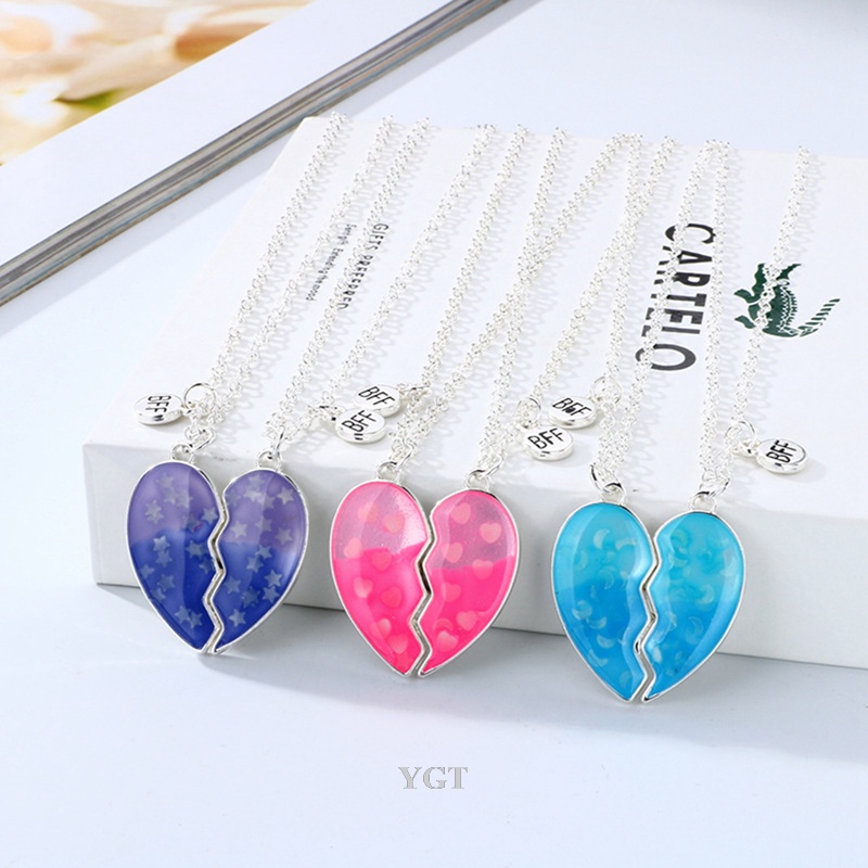 Ygt Set 2 Vòng cổ Mặt Trái Tim Từ Tính Phát Quang Nhiều Màu Sắc