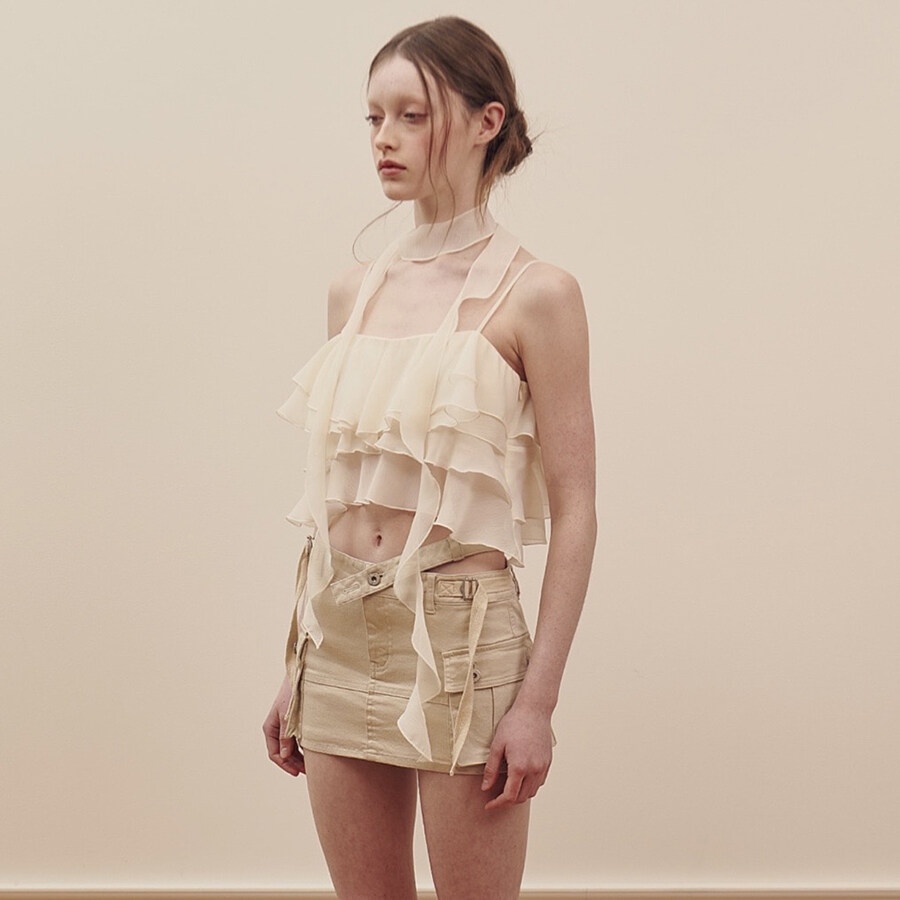 Kliou Áo Hai Dây Mùa Hè 2023 Viền Xếp Nếp Màu Trơn Đơn Giản Thời Trang Cho Nữ