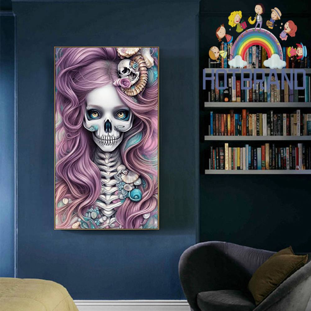 Tranh Đính Đá Kim Cương Toàn Bộ 5D DIY Hình Vẽ Bộ Xương Người Trang Trí Nhà Cửa