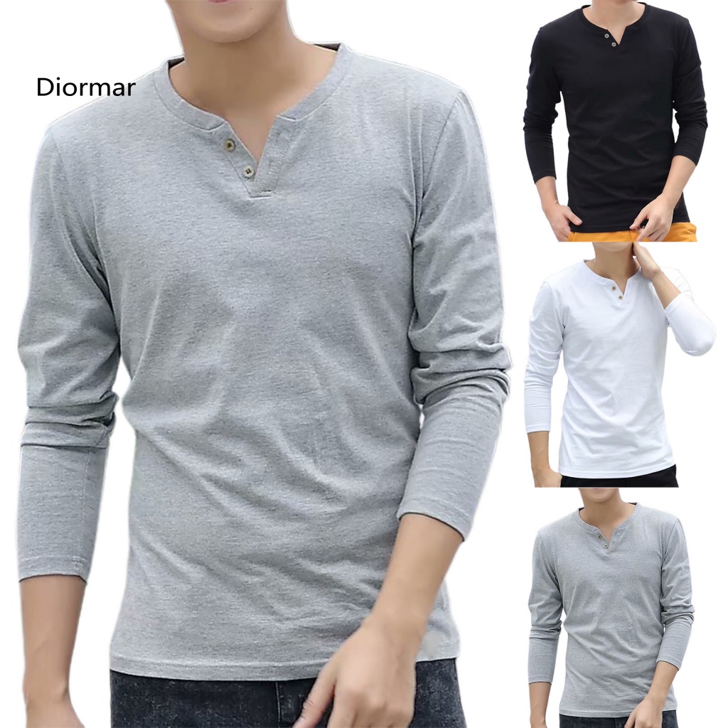 Áo Thun Cổ Chữ V Dáng Ôm Phối Nút Thời Trang Mùa Xuân Cho Nam