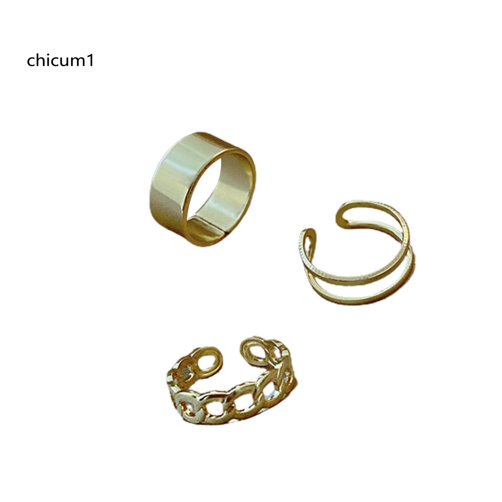 Bộ 3 Nhẫn Hợp Kim Có Thể Điều Chỉnh Phong Cách Punk Hip Hop Cho Nữ