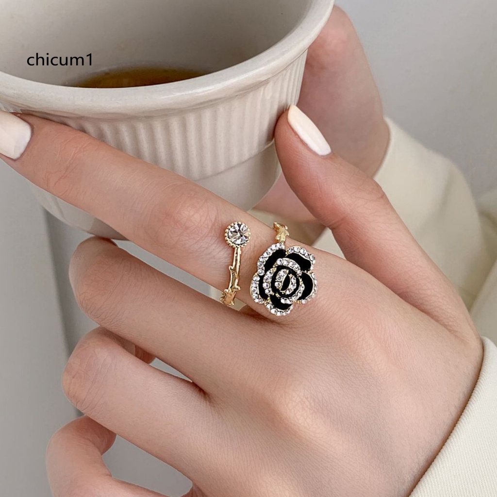 Nhẫn Hở Hình Hoa Trà Phong Cách Hàn Quốc Có Thể Điều Chỉnh Kích Cỡ