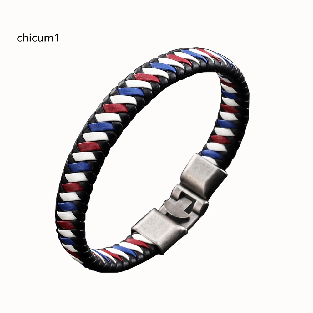Vòng Tay Bện Dây Giả Da Với Khóa Thời Trang Cho Nam Nữ