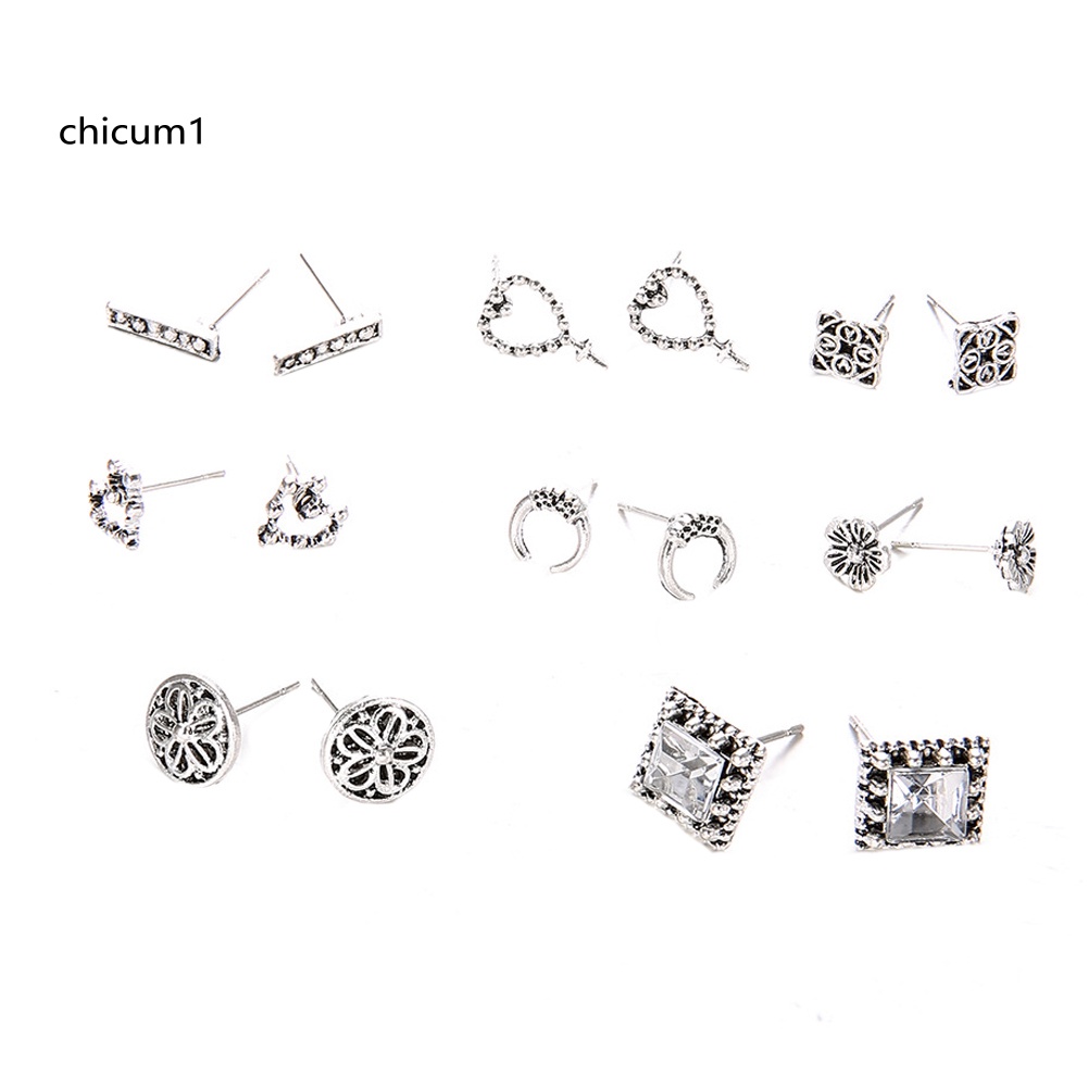 Set 8 Đôi Khuyên Tai Phong Cách Cổ Điển Xinh Xắn Dành Cho Nữ