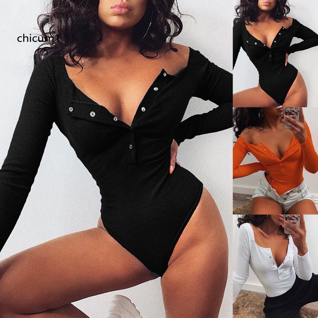 Bộ Áo Liền Quần Dệt Kim Tay Dài Cổ Vuông Dáng Ôm Phối Nút Gợi Cảm Cho Bạn