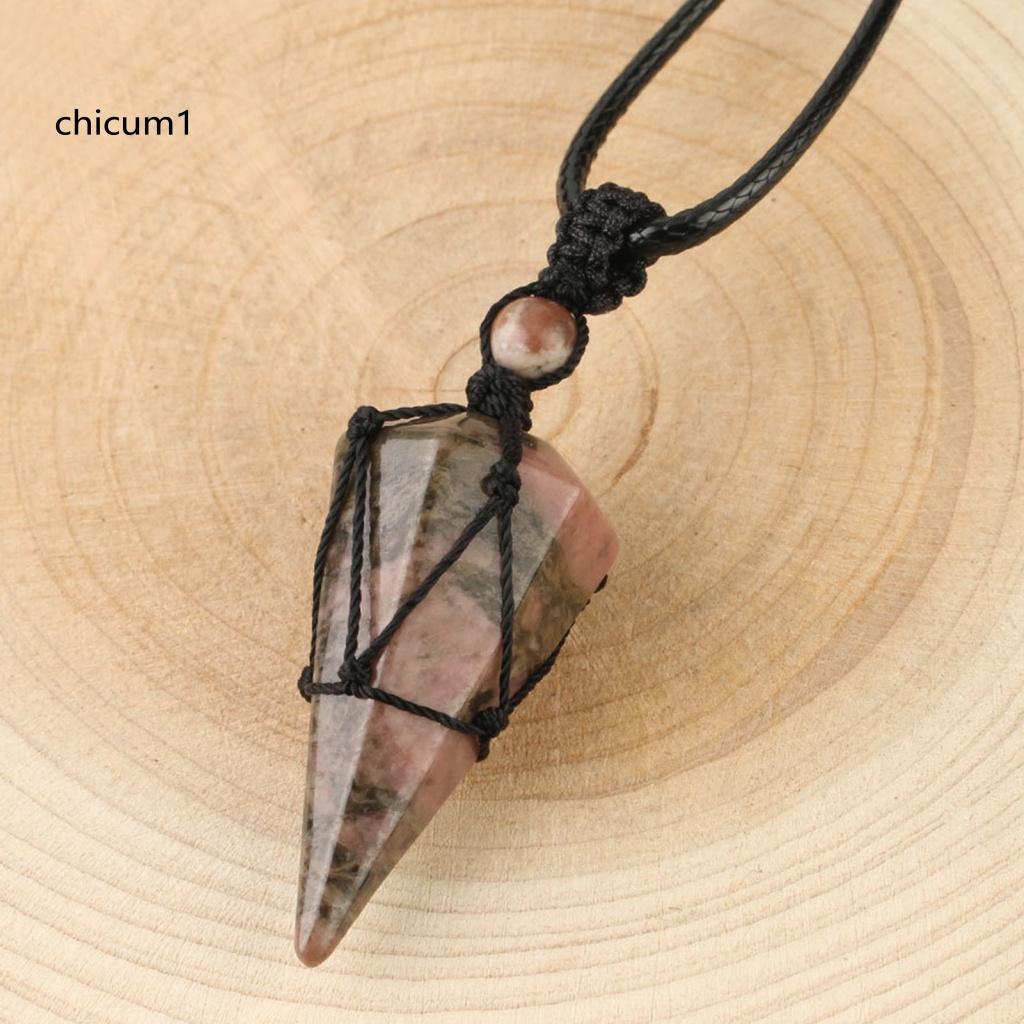 Vòng Cổ CC Lăng Kính Lục Giác Dệt Tay Màu Đen Đính Pha Lê Giả Cho Unisex Mặc Hàng Ngày