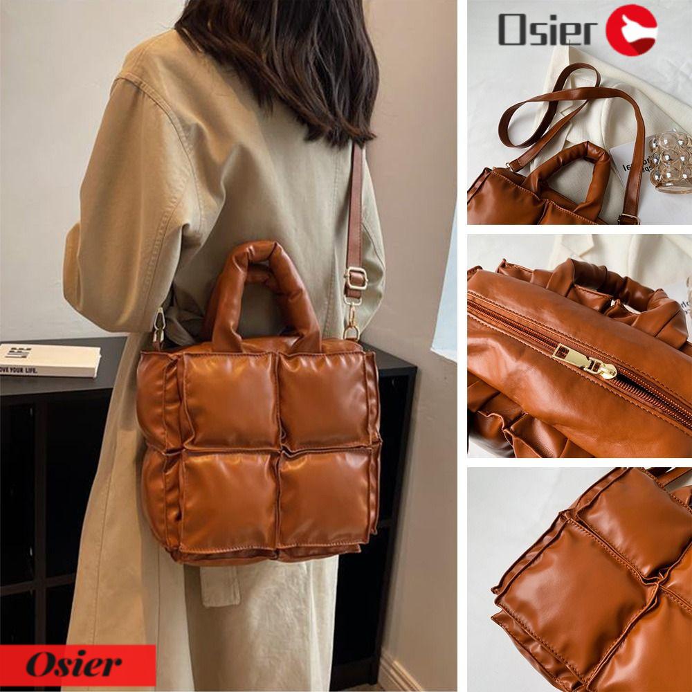 OSIER1 Túi Xách Đeo Vai Phủ Bông Mềm Phong Cách Retro Sành Điệu