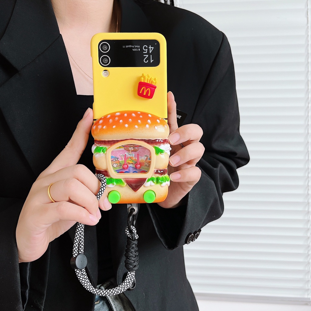Ốp Điện Thoại Hình 3D Dễ Thương Có Dây Đeo Cho Samsung Galaxy Z Flip 4 Z Flip 3 Premium Samsung Z Flip4 Z Flip3