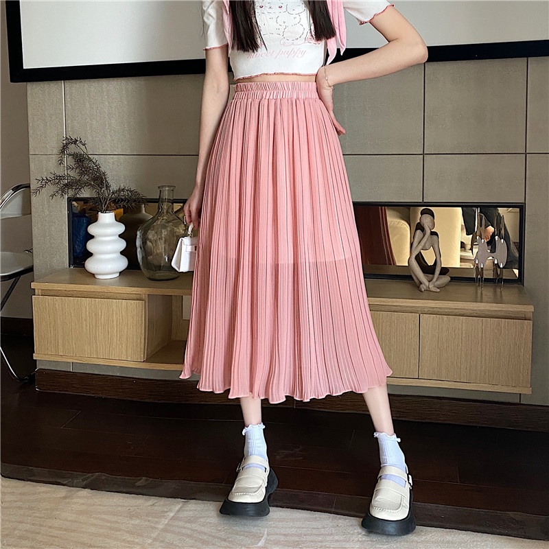 SUXI Chân Váy Chữ A Dáng Dài Lưng Cao Màu Sắc Thời Trang Mùa Hè Cho Nữ