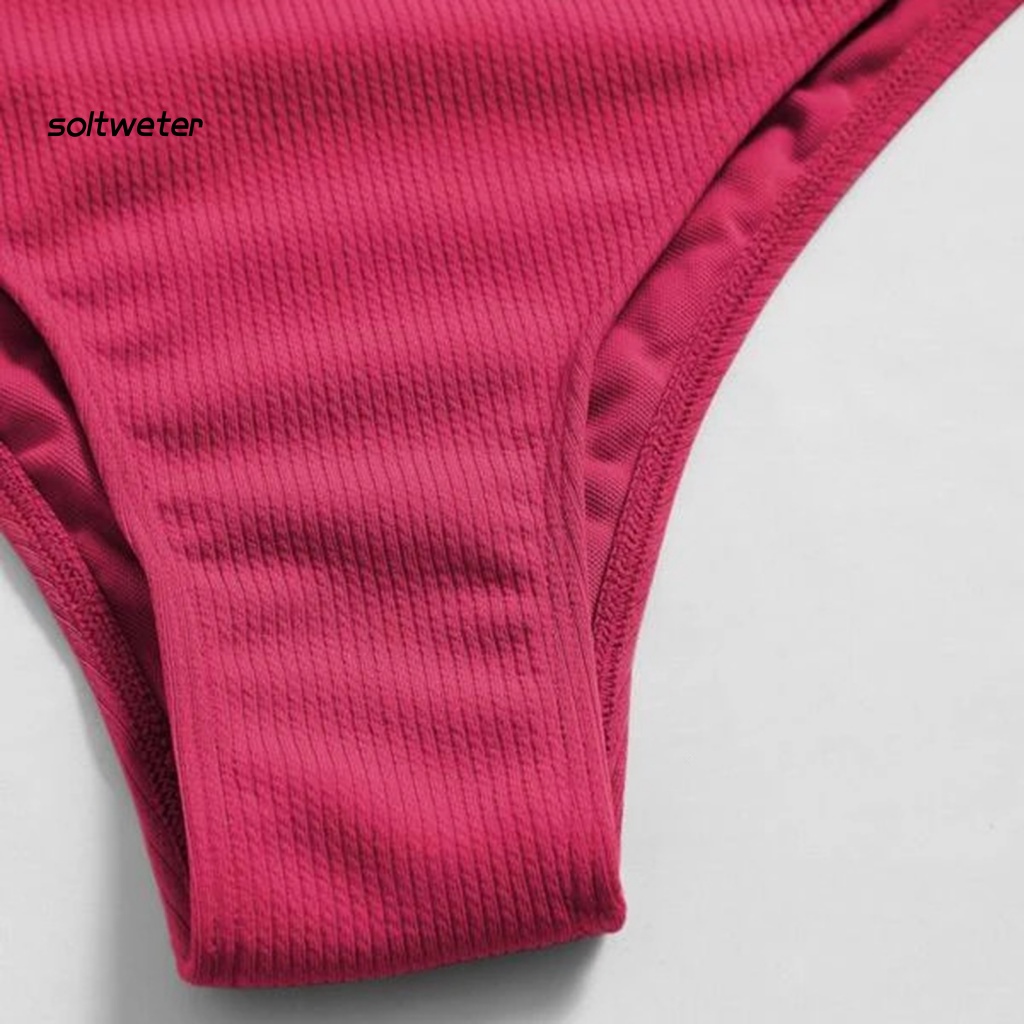 Bộ Đồ Bơi Bikini 2 Mảnh Màu Trơn Có Đệm Ngực Gợi Cảm Cho Nữ