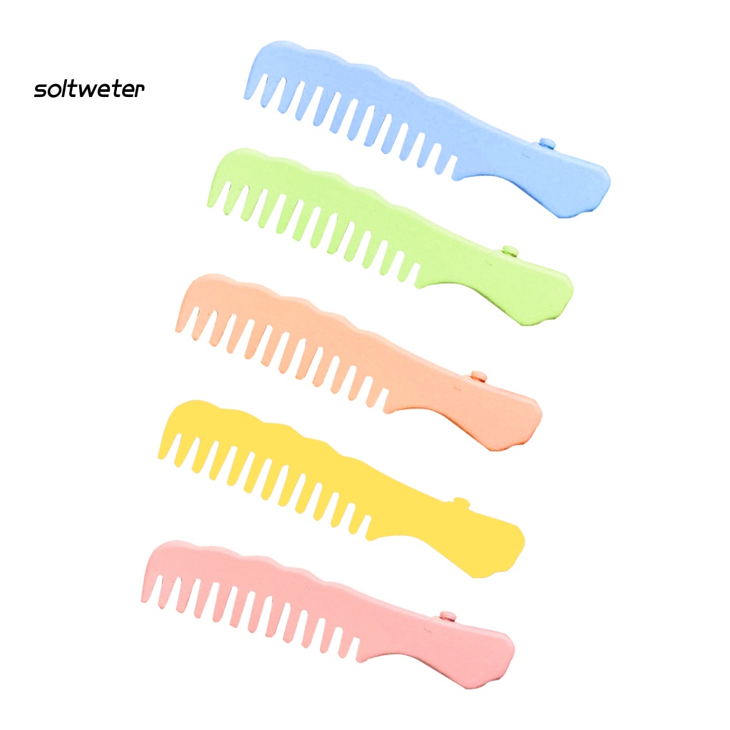Kẹp Tóc Màu Trơn Chống Trượt Thiết Kế Hình Lược Hoạt Hình Dễ Thương