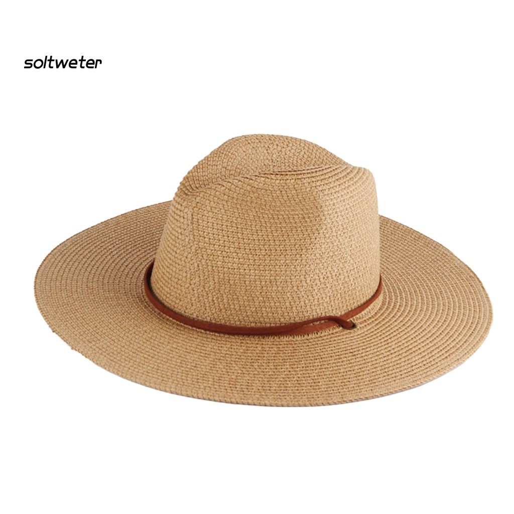 Mũ Cói Rộng Vành Chống Nắng / Gió Màu Trơn Tùy Chỉnh Thời Trang Cho Nam Và Nữ