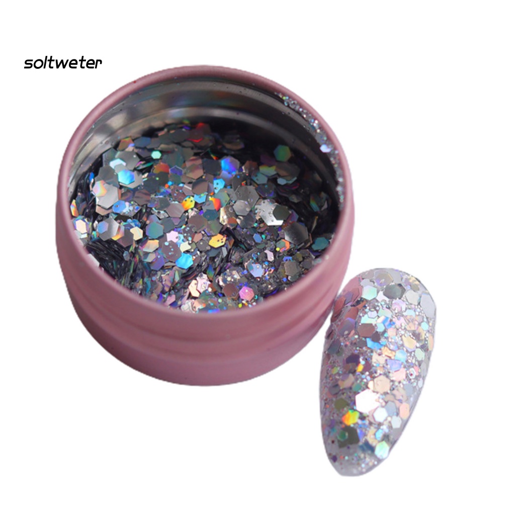 Hộp Sequin Lục Giác Siêu Mỏng Lấp Lánh Trang Trí Móng Tay Nghệ Thuật Charms