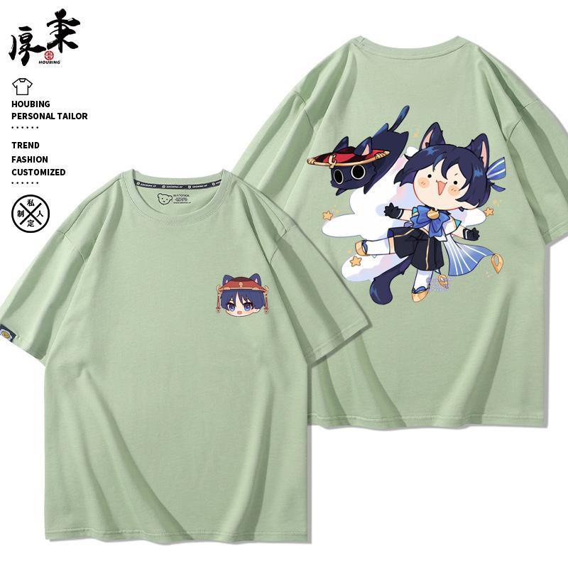 ★Genshin Impact★Áo Thun Cotton Nguyên Chất Tay Ngắn Mùa Hè In Hình Game Merchandise Wanderer & Scaramouche Impression cos