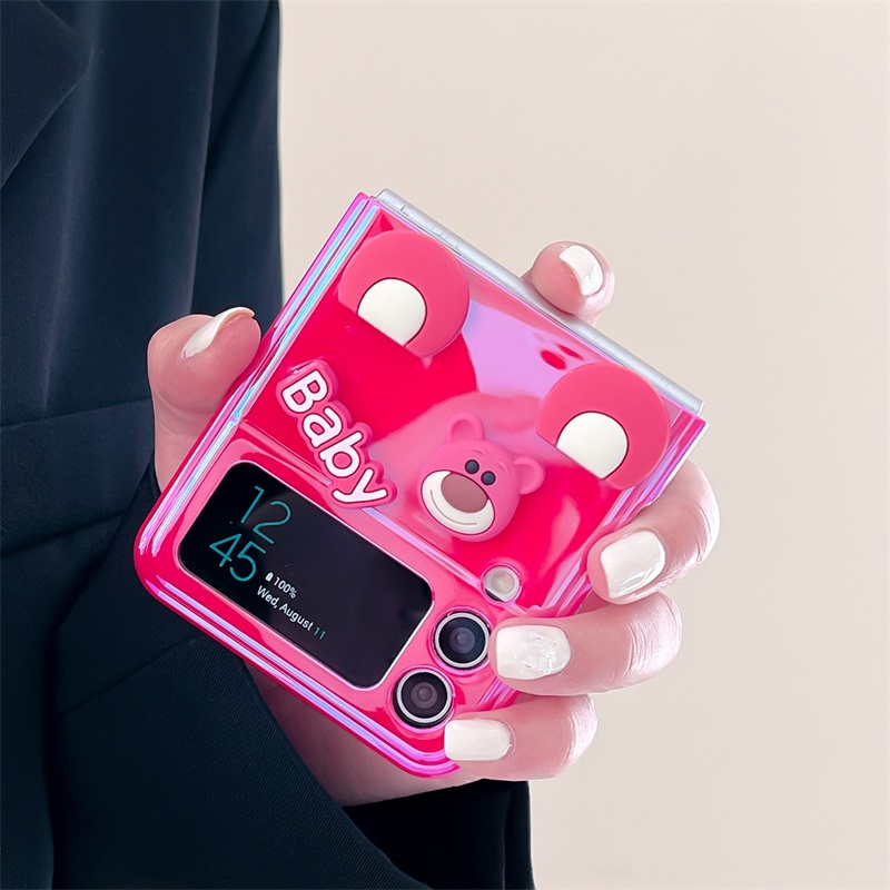 Ốp Điện Thoại Mềm Chống Sốc In Hình Gấu Dâu Tây Cho Samsung Galaxy Z Flip 4 5G Samsung Galaxy Z Flip 3 Flip 5