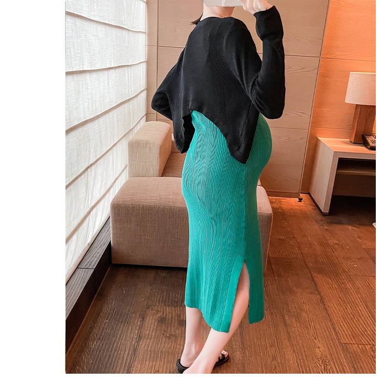 Set Áo Váy Dệt Kim Co Giãn Ôm Dáng Thời Trang Mùa Hè Cho Phụ Nữ Mang Thai