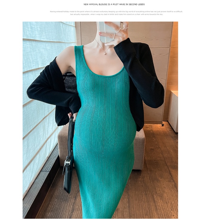 Set Áo Váy Dệt Kim Co Giãn Ôm Dáng Thời Trang Mùa Hè Cho Phụ Nữ Mang Thai