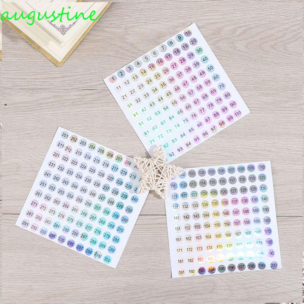 AUGUSTINE Nhãn Dán Số 1-500 Tự Dính Đa Năng Trang Trí Móng Tay