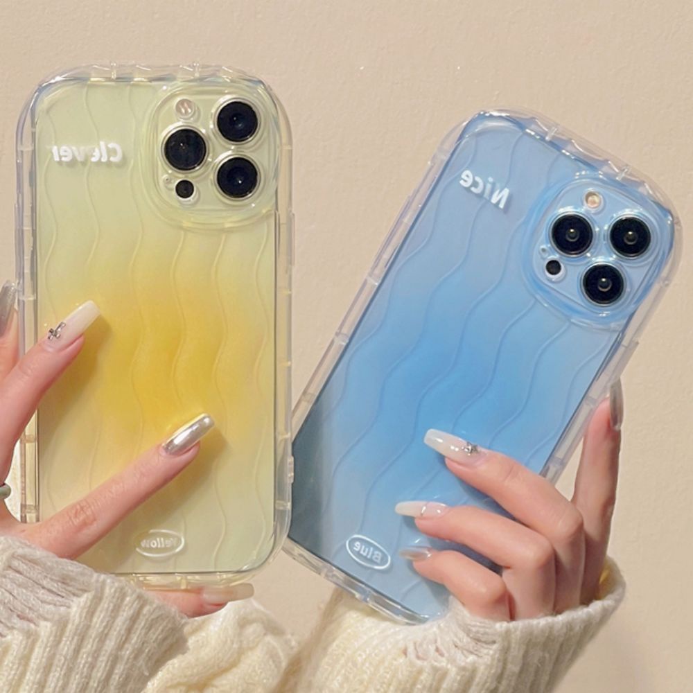 Ốp Điện Thoại TPU Mềm Trong Suốt Họa Tiết Lượn Sóng Màu Gradient Chống Trượt Cho IPhone 11 12 13 14 Pro Max