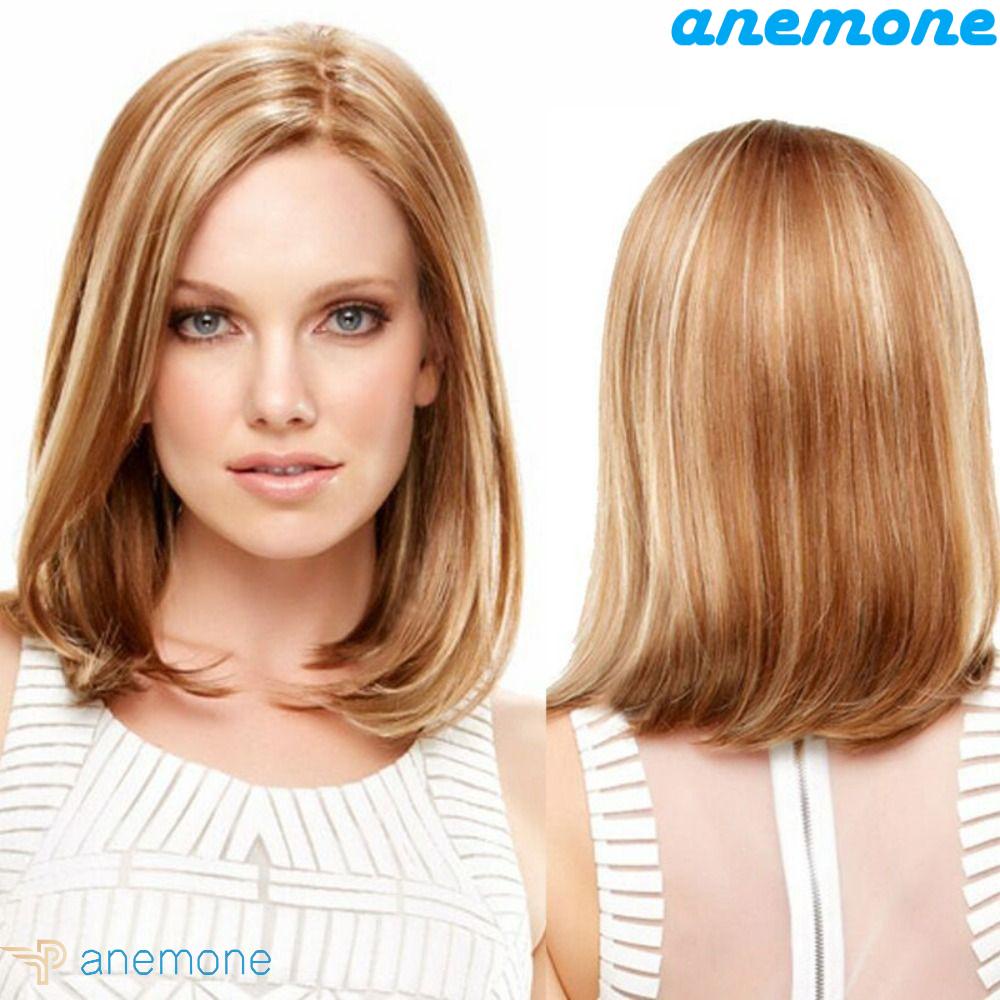 Bộ Tóc Giả Kiểu Bob Thẳng Mềm Mại Màu Nâu Tự Nhiên Cho Nữ