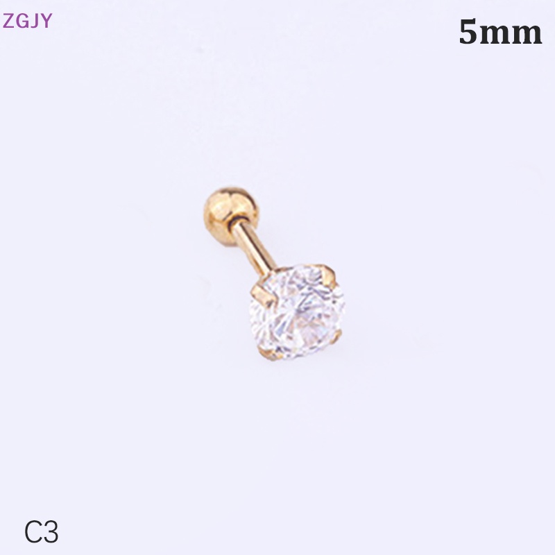 Bông Tai Tròn Bằng Thép Không Gỉ Đính Đá Zircon Thời Trang Dành Cho Nữ Mới