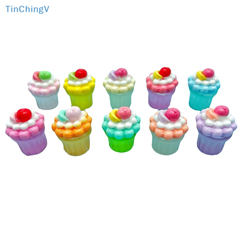 [TinChingV] Bộ 2 Đồ Chơi Mô Phỏng Cốc Bánh Kem Dạ Quang Bằng Nhựa Resin Dễ Thương Trang Trí Nội Thất [Mới]