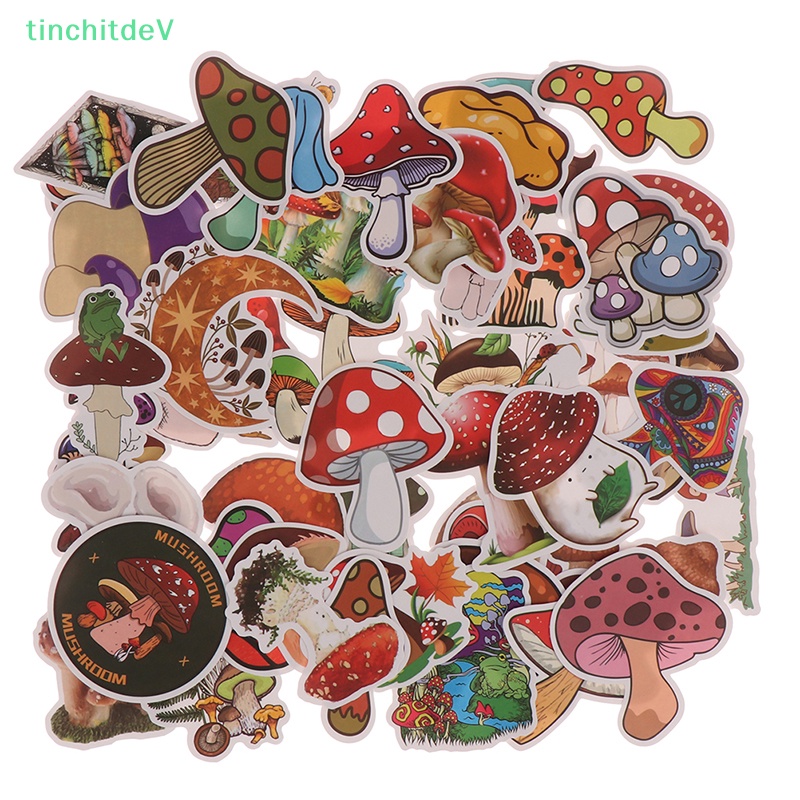Bộ 50 Miếng Dán Hình Cây Nấm Dễ Thương Dùng Trang Trí Ván Trượt / Laptop / Điện Thoại / Xe Hơi