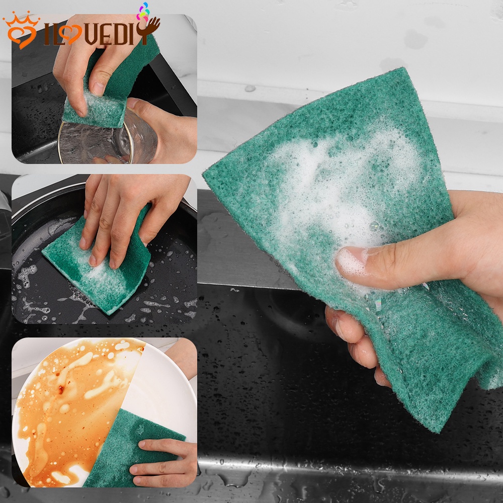 Set 5 Miếng Bọt Biển Hai Mặt Chống Trầy Xước Chống Dầu Mỡ Có Thể Tái Sử Dụng Cho Nhà Bếp