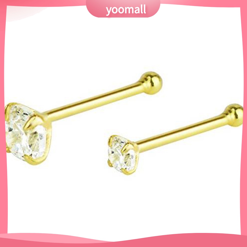 Set 3 Khuyên Mũi Bằng Thép Không Gỉ Đính Đá Thời Trang