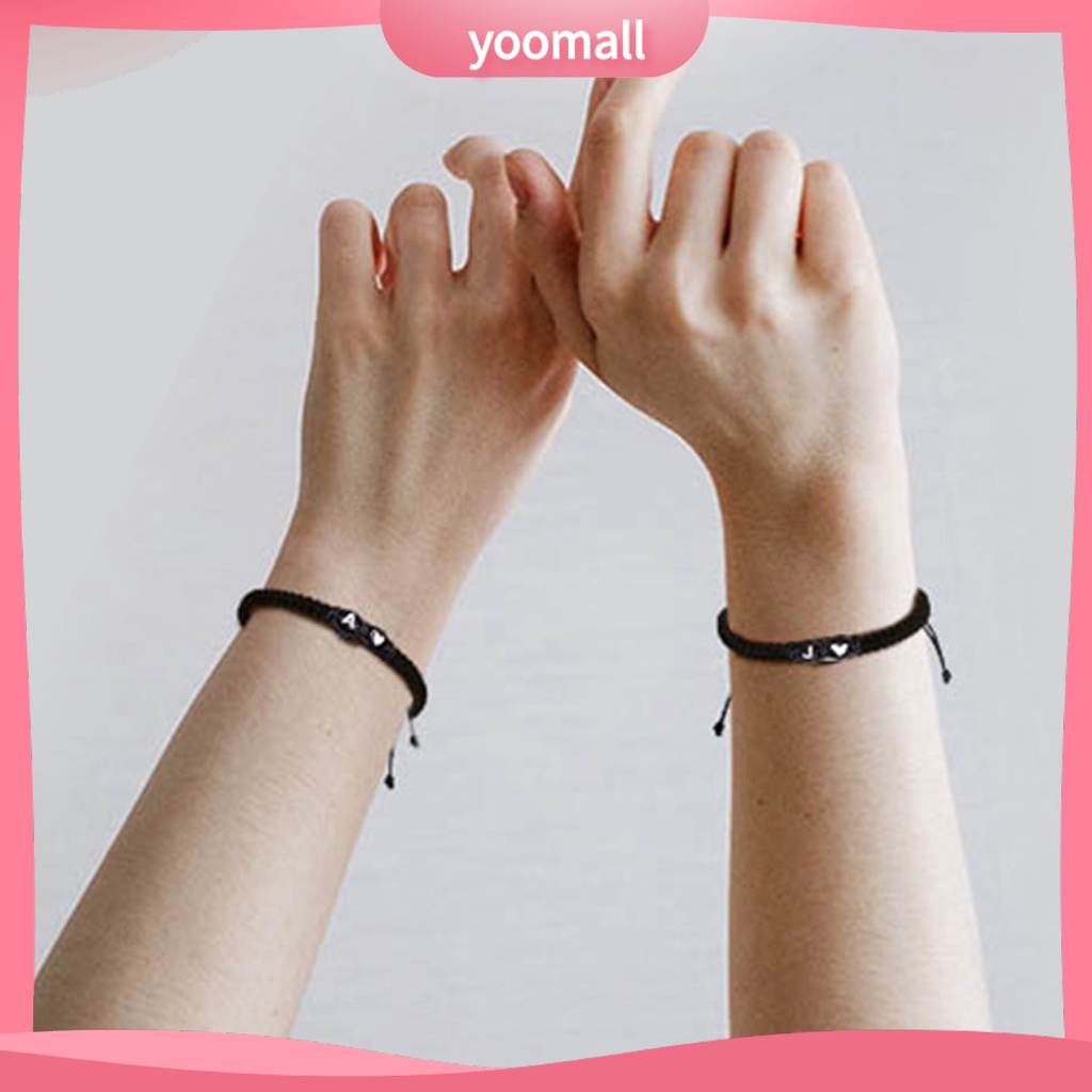 Vòng Tay Dây Thừng Mặt 26 Chữ Cái Handmade Có Thể Điều Chỉnh Cho Cặp Đôi