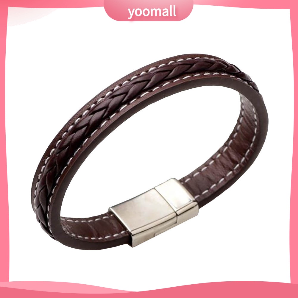 [YM] Vòng Tay Bện Dây Màu Trơn Khóa ic Thời Trang Quà Tặng Cho Nam