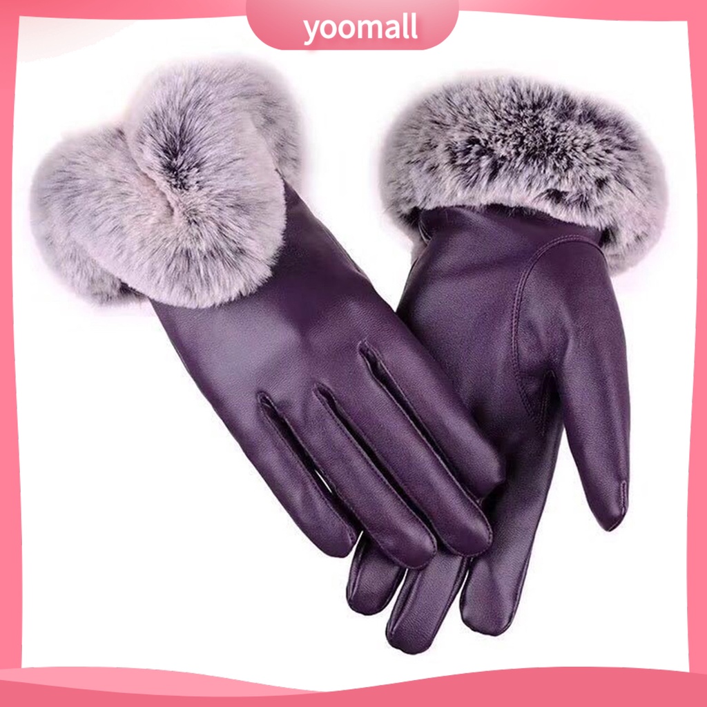 Găng Tay Giả Da Giữ Ấm Chống Trượt Có Thể Chạm Màn Hình Cảm Ứng