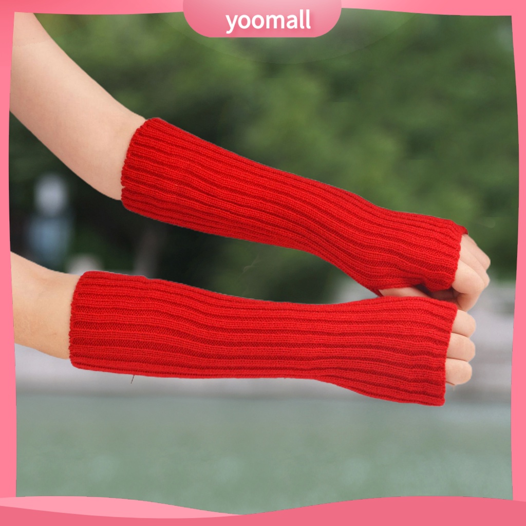 1 Đôi Găng Tay Hở Ngón Bằng Vải Dệt Kim Mềm Mại Thoáng Khí Giữ Ấm Nhiều Màu Thời Trang Cho Nữ