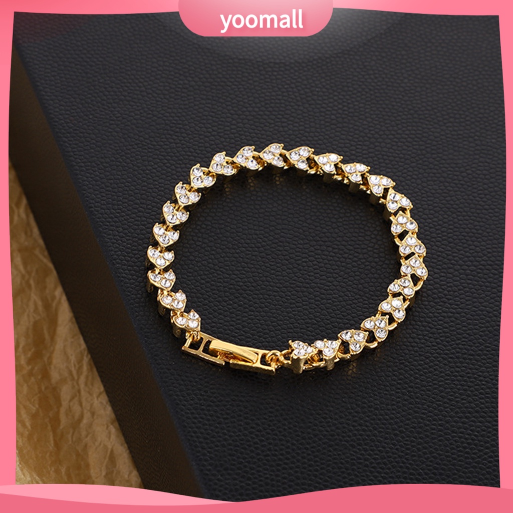 Vòng Tay Đính Pha Lê Giả Hình Trái Tim Lấp Lánh Thời Trang Cho Nữ