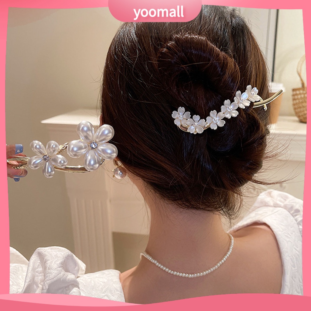 Kẹp Tóc Càng Cua Hình Chữ S Đính Ngọc Trai Giả Thanh Lịch Cho Nữ