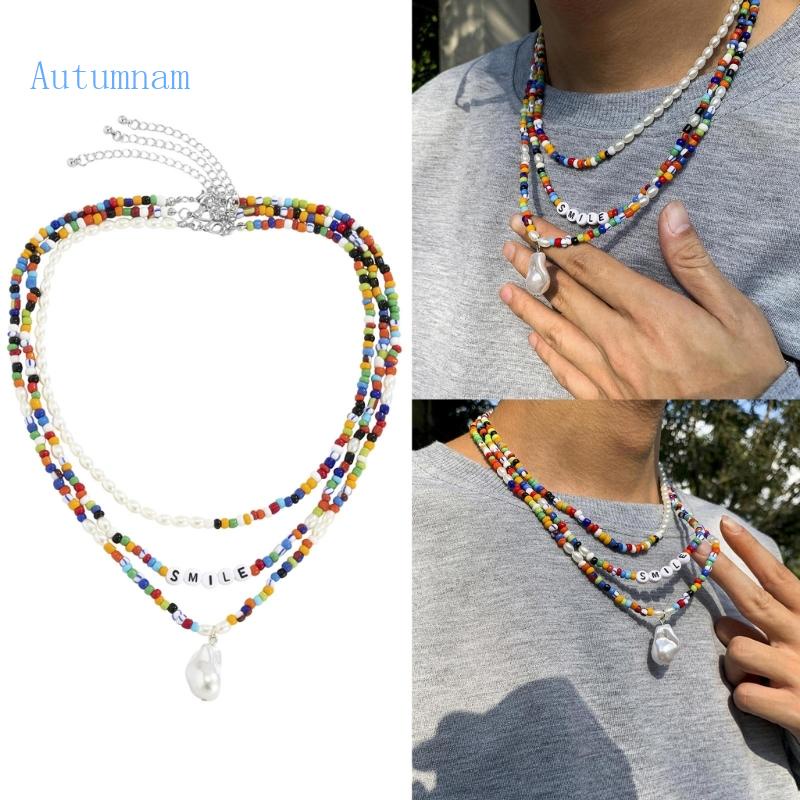 Set 3 Vòng cổ Hạt Nhiều Màu Phong Cách Boho Cho Nữ