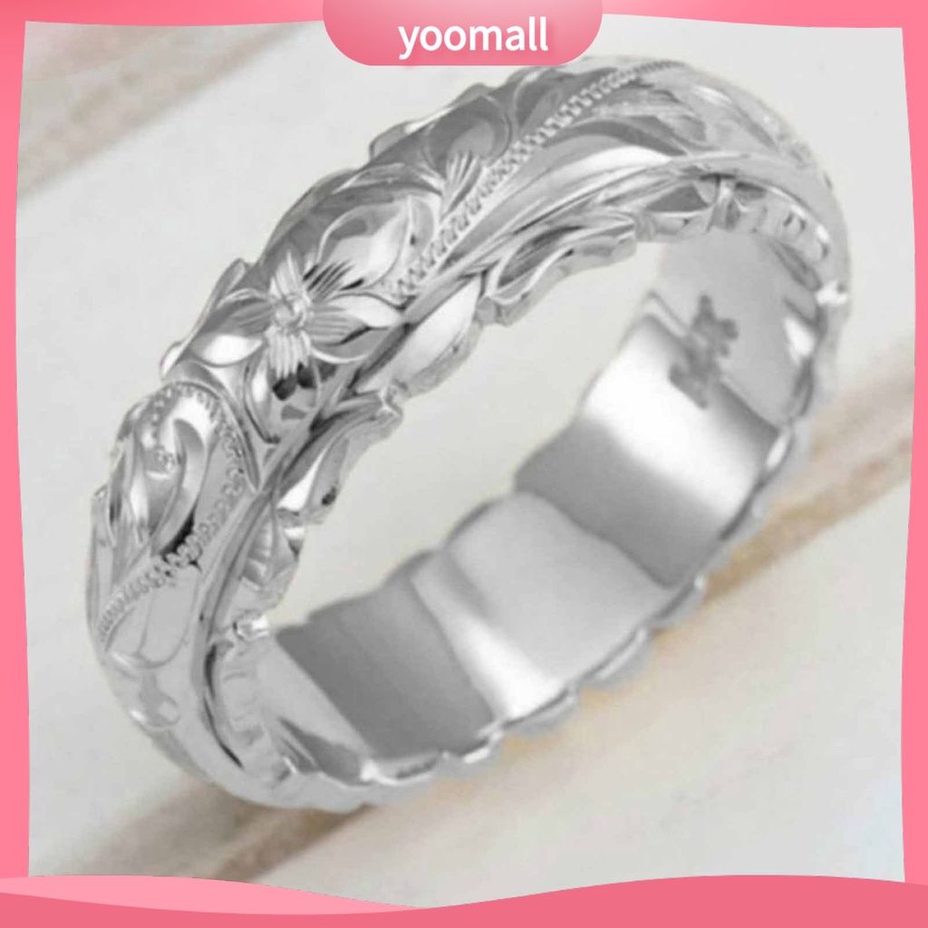 Nhẫn Đính Hôn Bằng Hợp Kim Khắc Hình Hoa Hồng Phong Cách Vintage Dành Cho Nữ