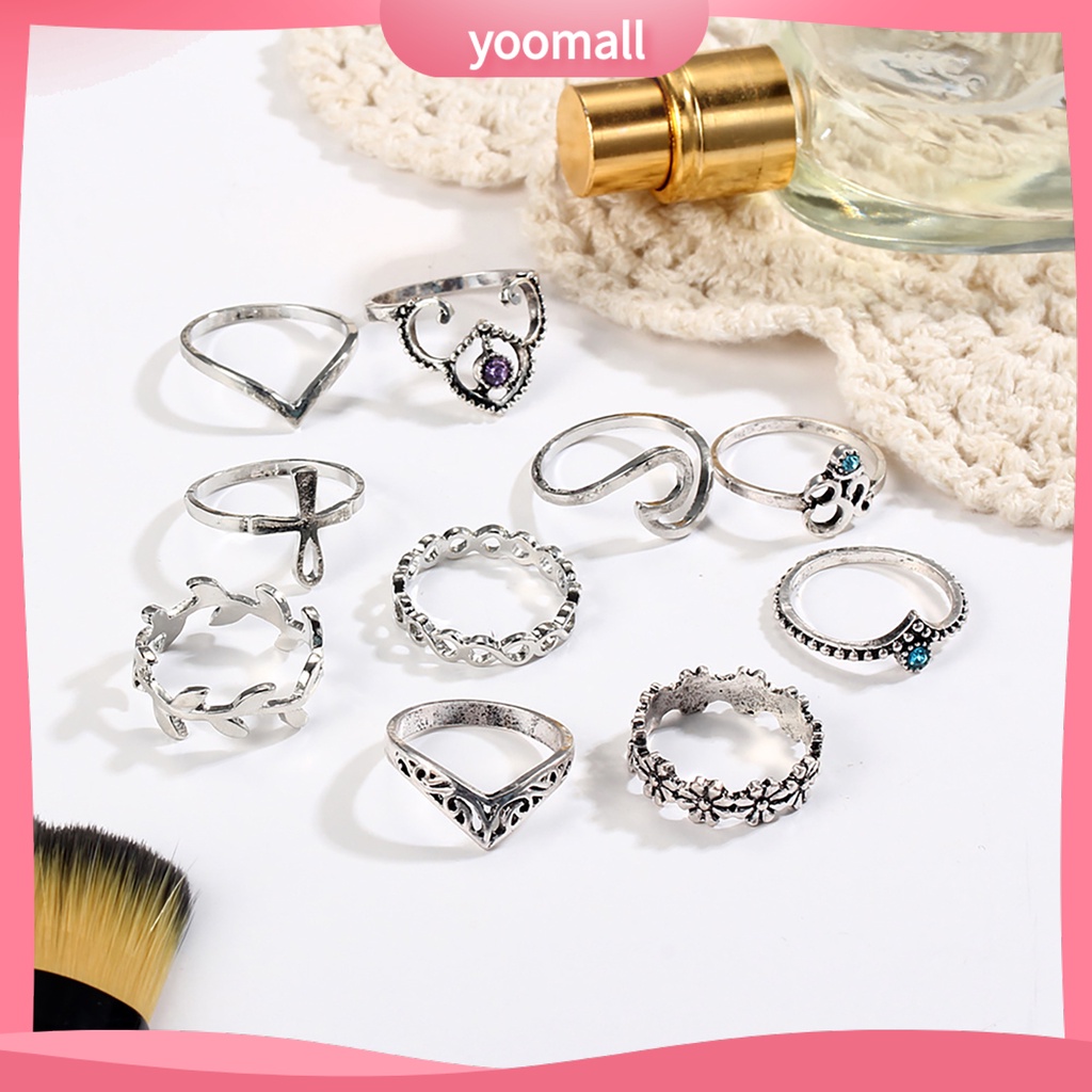 Set 10 Nhẫn Đeo Khớp Ngón Tay Phong Cách Vintage