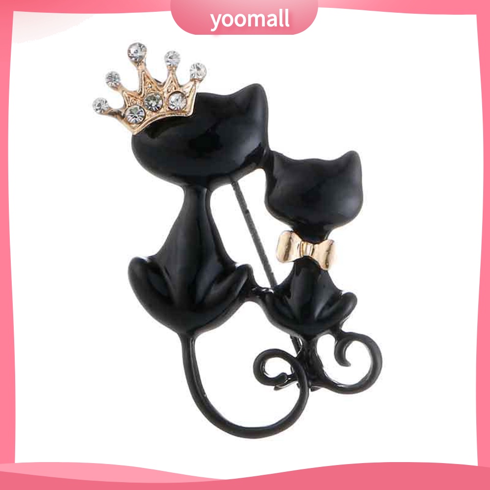 Ghim Cài Áo Hình Mèo Đính Đá Nhân Tạo Thời Trang