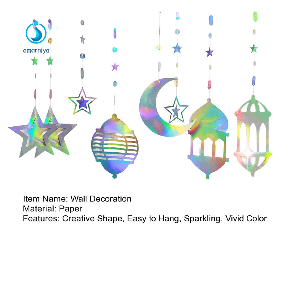 1 Bộ Cờ Treo Tường Không Phai Hình Trăng Sao Lấp Lánh