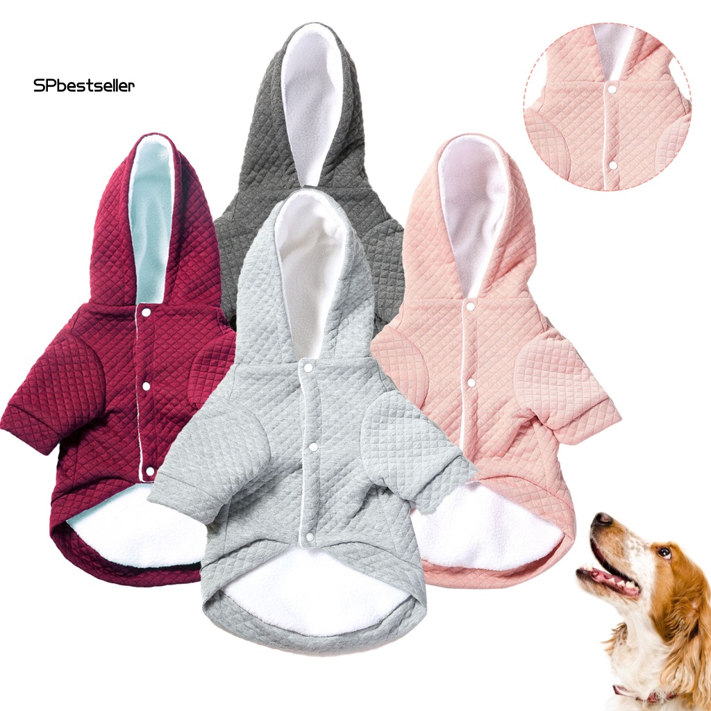 Áo Khoác Dày Họa Tiết Hình Thoi Có Mũ Trùm Xinh Xắn Dành Cho Thú Cưng